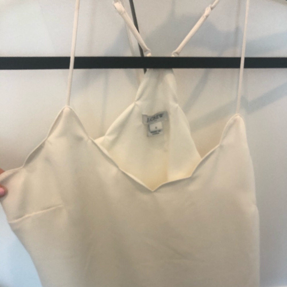 White J. Crew Scalloped Tank
